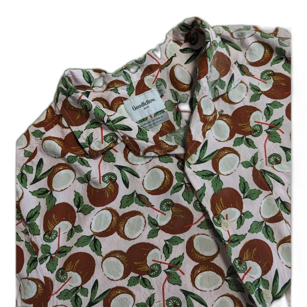 Goodfellow & Co Hawaiian Shirt XXL Short Sleeve Men Coconut